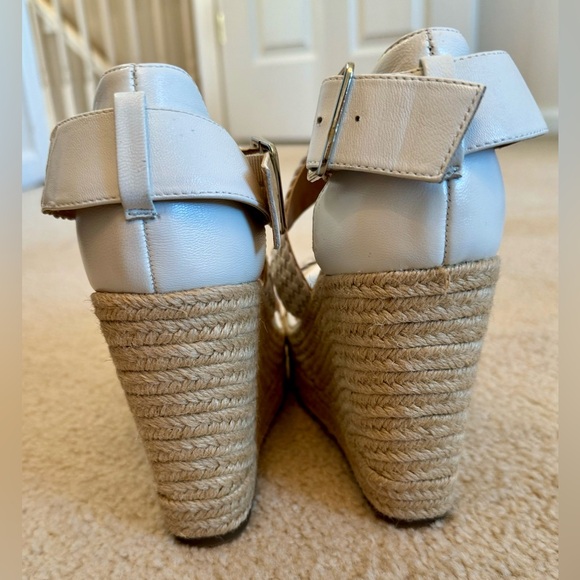 Aerosoles ‘Kathy’ Platform Wedge LEATHER Woven White Strap Wicker Heel Size 9 - Picture 11 of 14